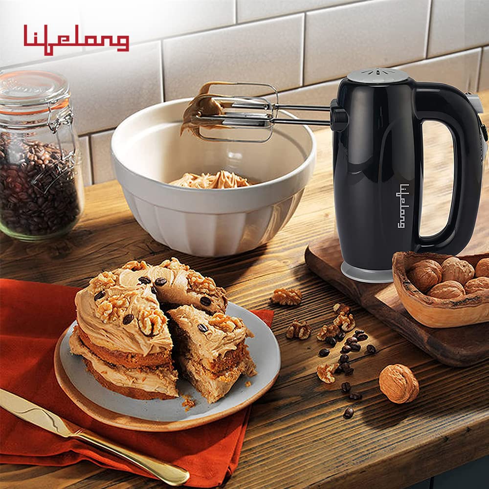Lifelong Regalia 150 Watt 5 Speed Hand Mixer with 4 Attachments (Overheating Protection, Black)_6