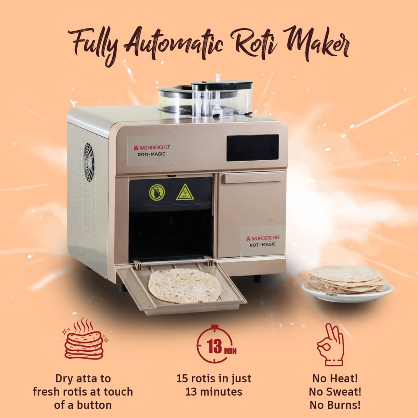 WONDERCHEF Roti-Magic 1900 Watts Roti Maker (15 Rotis within 13 Minutes, 63154563, Rose Pink) WONDERCHEF Roti-Magic 1900 Watts Roti Maker (15 Rotis within 13 Minutes, 63154563, Rose Pink)_6