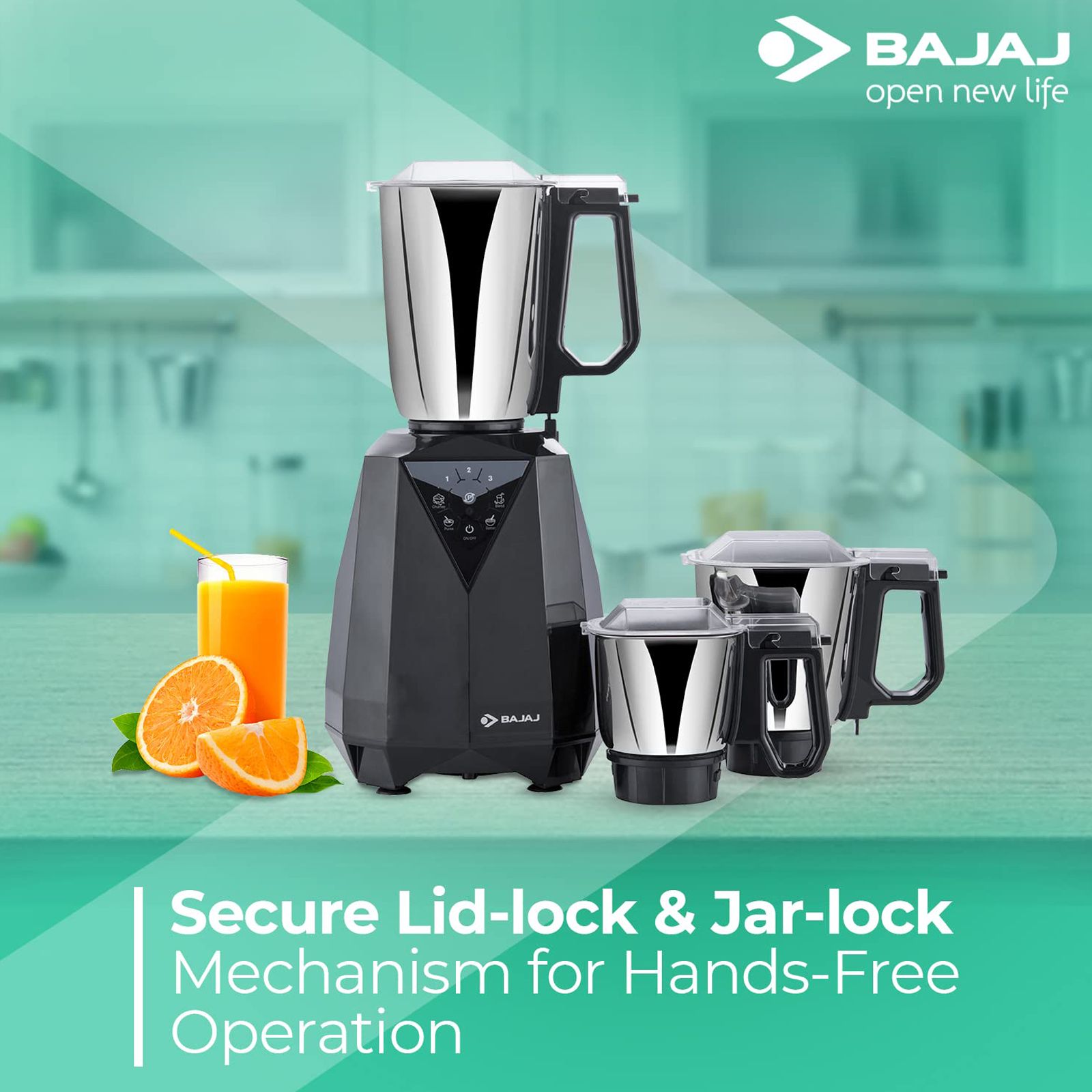 BAJAJ Juvel Digi 800 Watt 3 Jars Mixer Grinder (Pulse Function, Dark Grey) BAJAJ Juvel Digi 800 Watt 3 Jars Mixer Grinder (Pulse Function, Dark Grey)_5