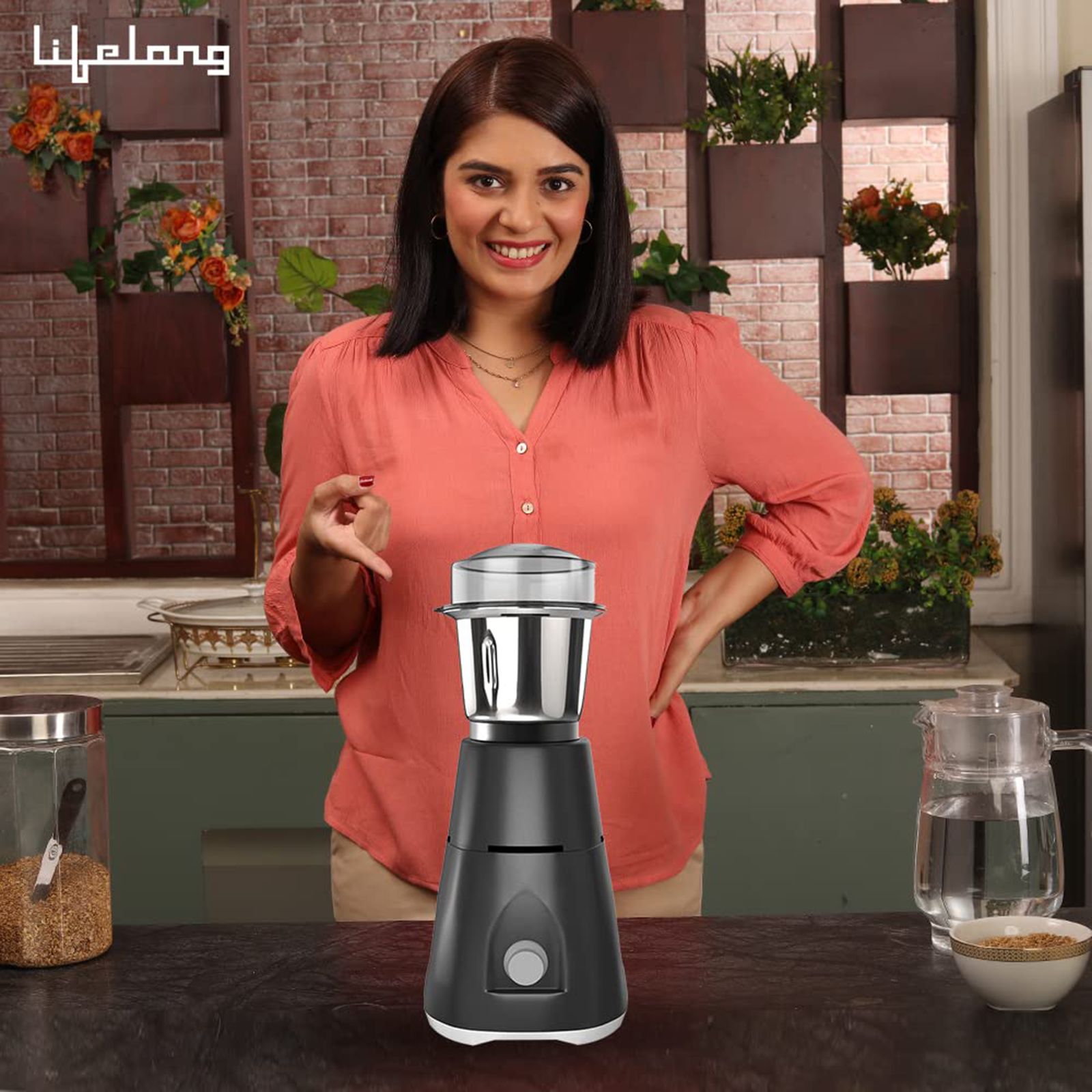Lifelong Uno LX 350 Watt 1 Jar Mixer Grinder (Ergonomic Design, Grey)_9