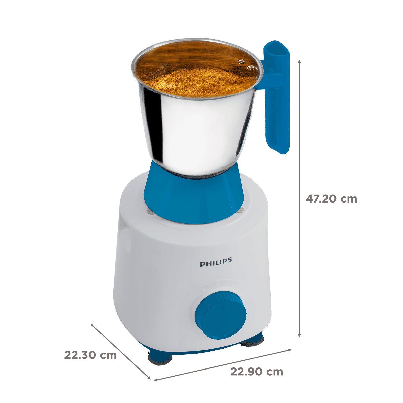 PHILIPS 500 Watt 3 Jars Mixer Grinder (3 Speed Control with Pulse Function, White & Blue) PHILIPS 500 Watt 3 Jars Mixer Grinder (3 Speed Control with Pulse Function, White & Blue)_3