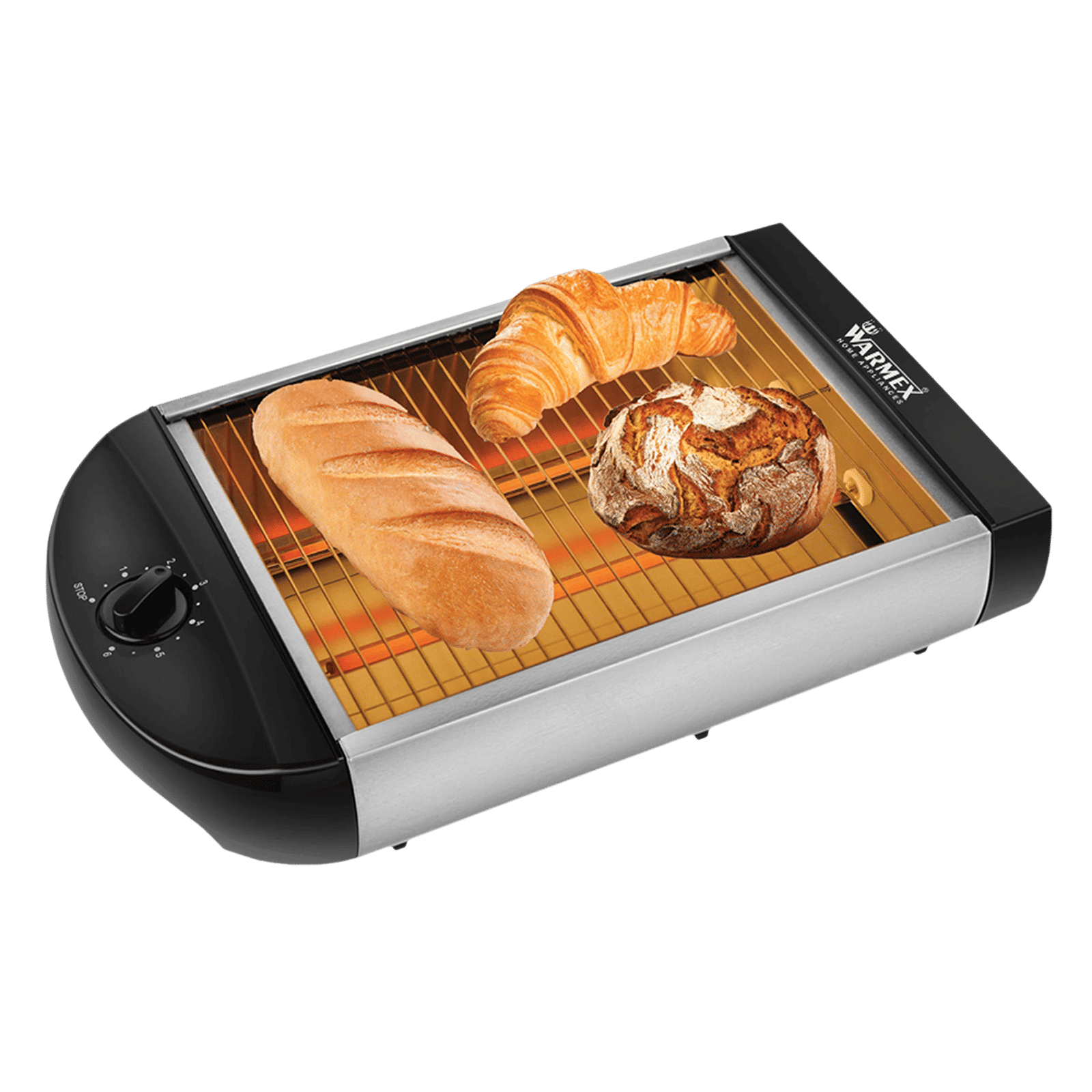 WARMEX Toasty 600W 4 Slice Open Toaster with Two Quartz Heating Tube (Black)_1