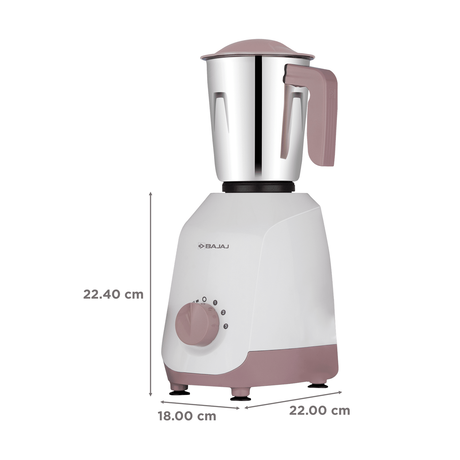 BAJAJ Ninja Series Gracio Lilac 500 Watt 3 Jars Mixer Grinder (20000 RPM, Pulse Mode, White and Lilac)_3