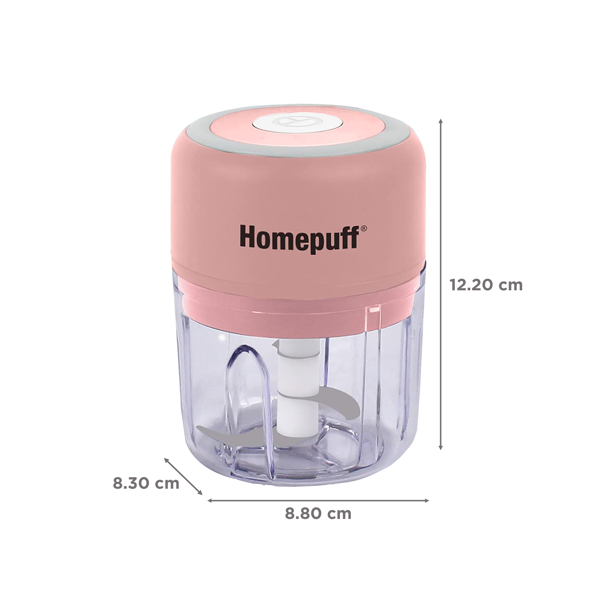 HomePuff H312 30 Watt Electric Vegetable Chopper with 3 Blades (Pink) HomePuff H312 30 Watt Electric Vegetable Chopper with 3 Blades (Pink)_3