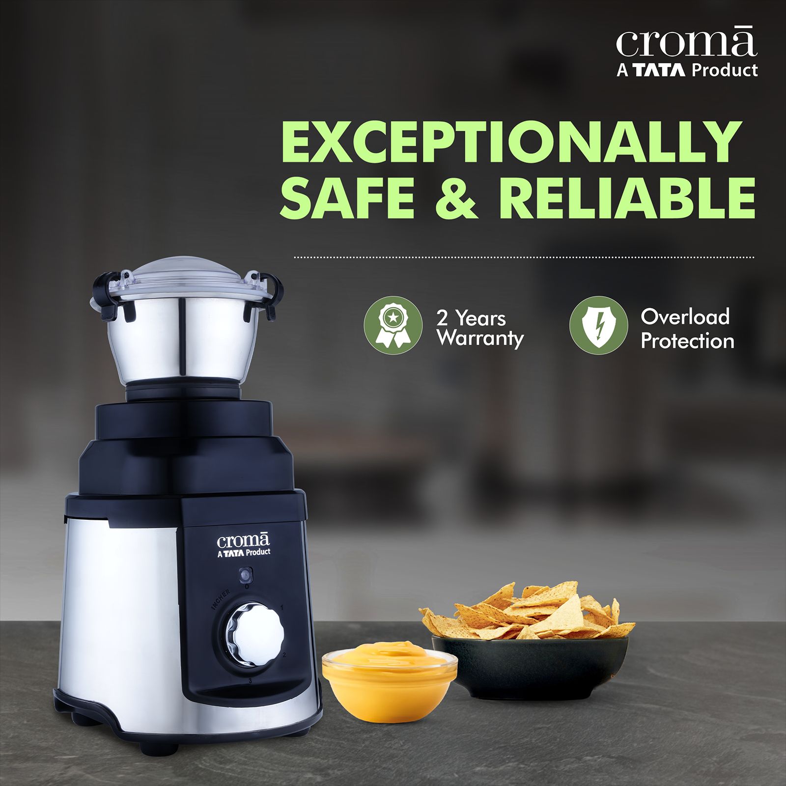 Croma 1000 Watt 5 Jars Mixer Grinder (20000 RPM, Inbuilt Overload Protection, Silver and Black) Croma 1000 Watt 5 Jars Mixer Grinder (20000 RPM, Inbuilt Overload Protection, Silver and Black)_12