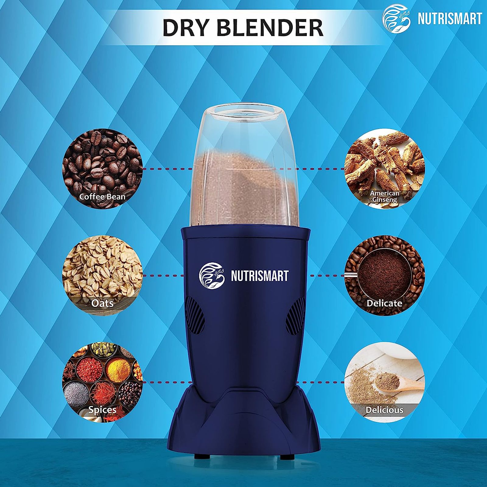 NutriSmart Nutriblend 500 Watt 2 Jars Mixer Grinder (22000 RPM, Overload Protection, Matt Blue) NutriSmart Nutriblend 500 Watt 2 Jars Mixer Grinder (22000 RPM, Overload Protection, Matt Blue)_7