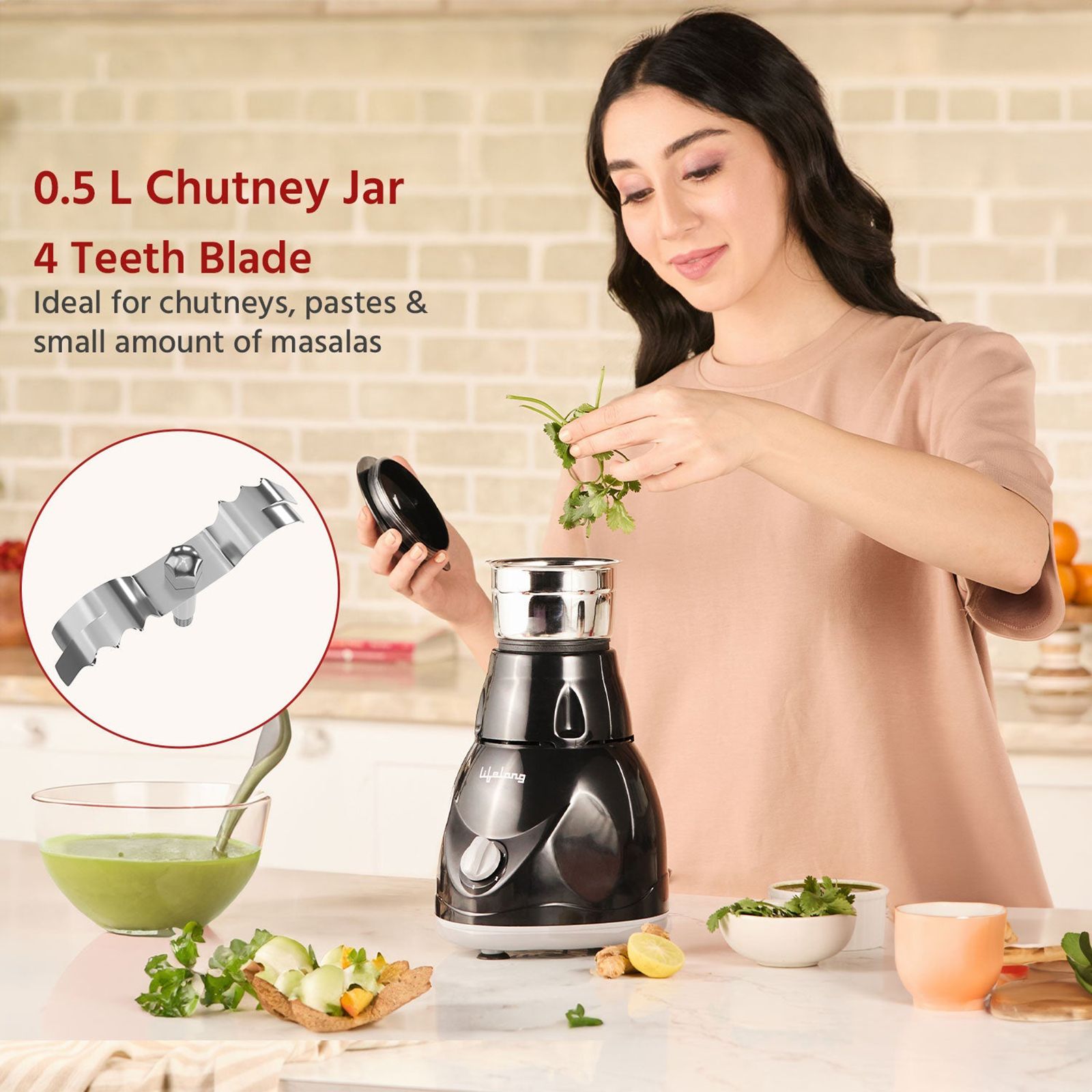 Lifelong Power Pro 500 Watt 3 Jars Mixer Grinder (18000 RPM, Overload Safety Button, Black) Lifelong Power Pro 500 Watt 3 Jars Mixer Grinder (18000 RPM, Overload Safety Button, Black)_8