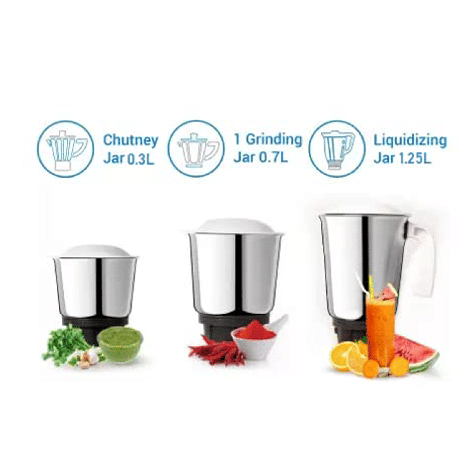 Fabiano Tulip 500 Watt 3 Jars Mixer Grinder (3 Speed Settings, White and Grey)_7