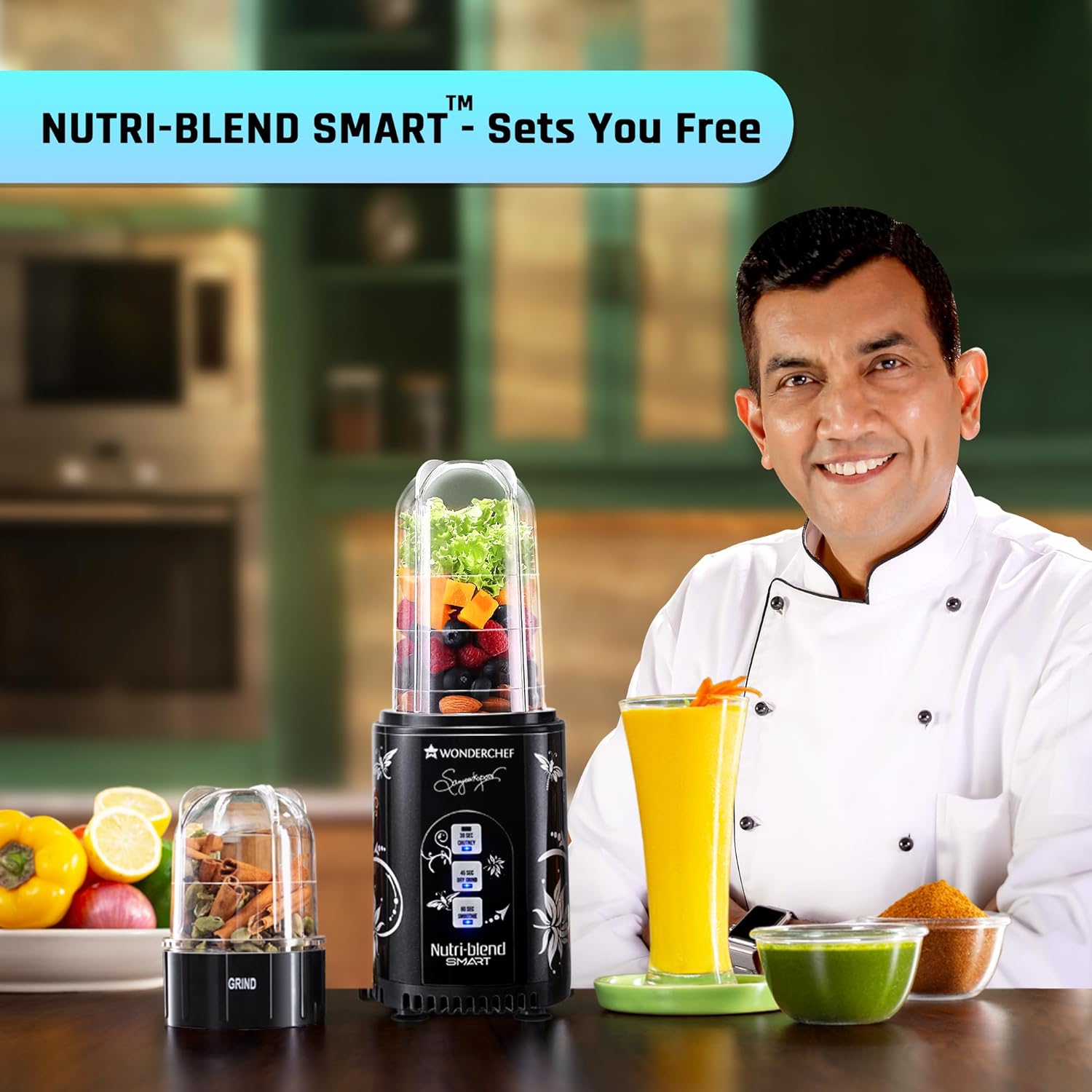 WONDERCHEF Nutri Blend 500 Watt 2 Jars Mixer Grinder (22000 RPM, Copper Motor, Black)_4