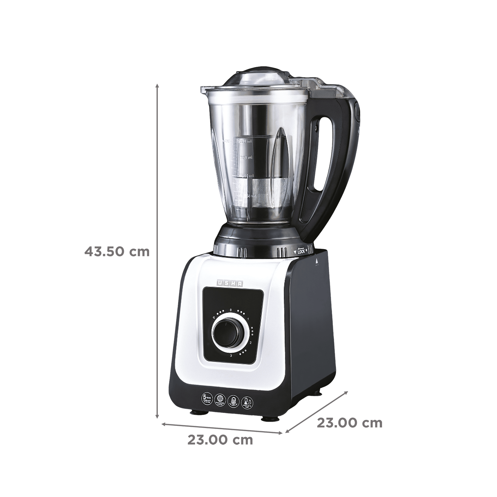 USHA iCHEF 750 Watt 4 Jars Mixer Grinder (Dual Safety Lock, White Black) USHA iCHEF 750 Watt 4 Jars Mixer Grinder (Dual Safety Lock, White Black)_3