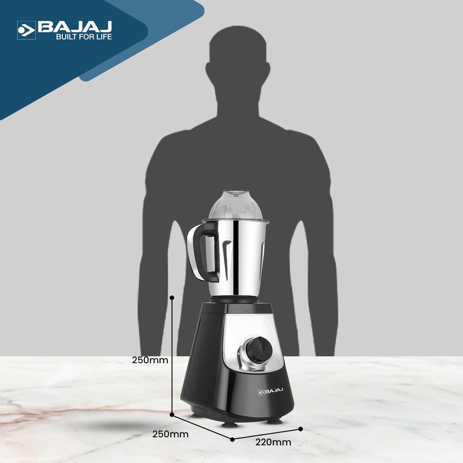 BAJAJ Military Series Evoque 1000 Watt 4 Jars Juicer Mixer Grinder (Efficient Grinding, Jet Black)_11