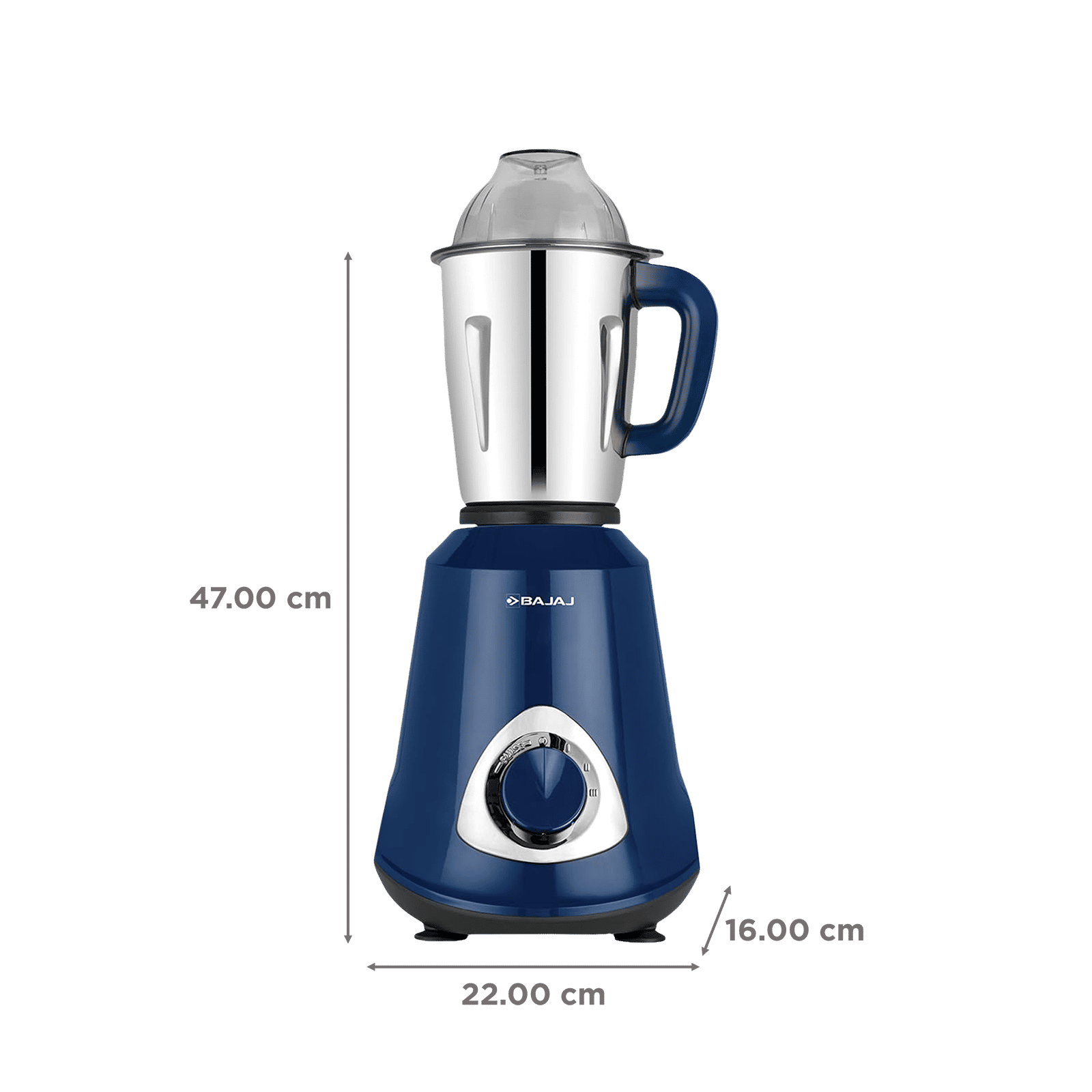 BAJAJ Military Series Glamore 800 Watt 3 Jars Mixer Grinder (20000 RPM, Auto Switch Off, Royal Blue)_2