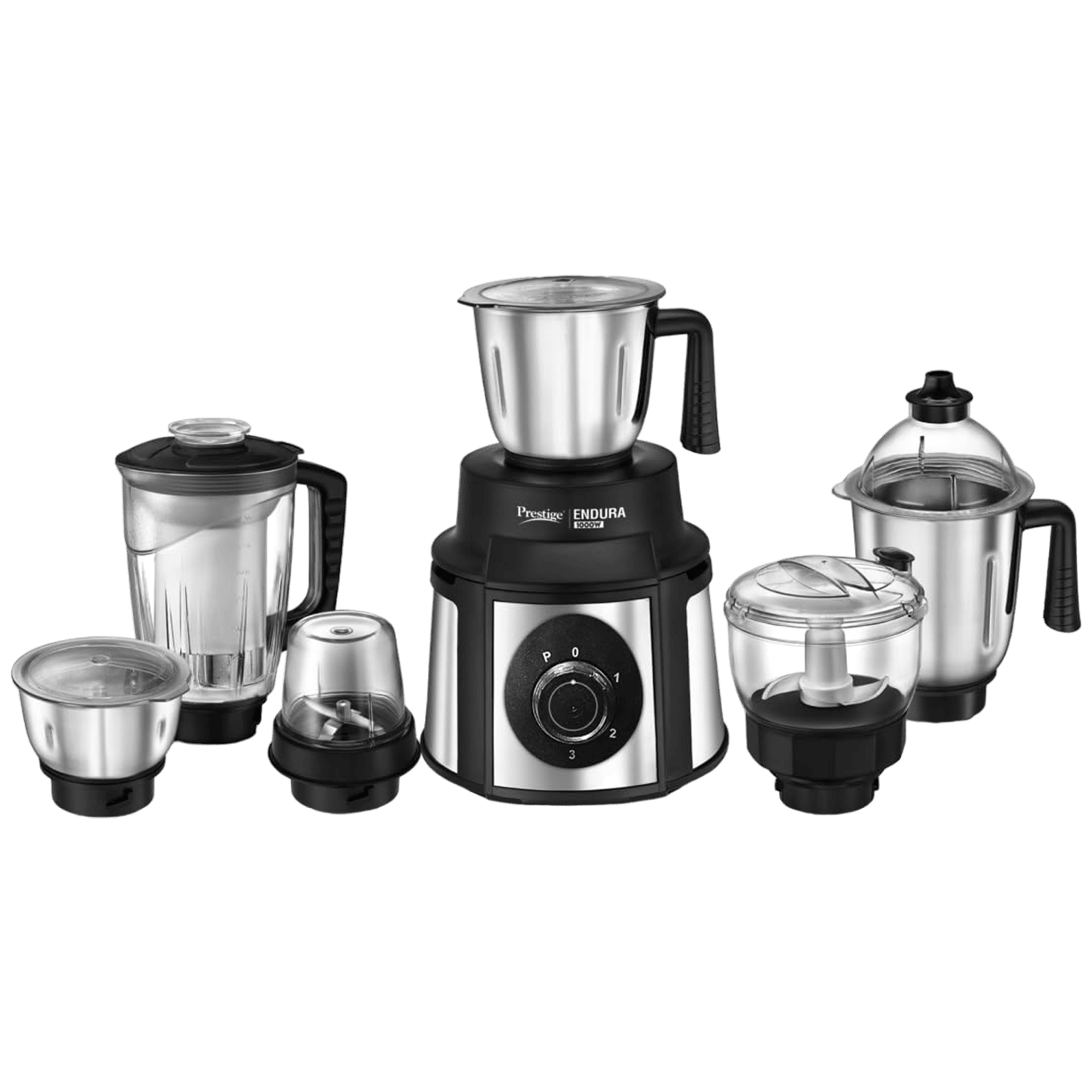 Prestige Endura 1000 Watt 6 Jars Mixer Grinder (Copper Motor, Black & Silver)_1