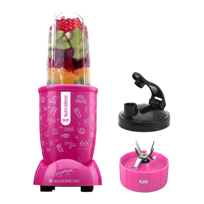 WONDERCHEF Nutri-Blend Go 400 Watt 1 Jar Mixer Grinder Blender (22000 RPM, Crafted for Fitness Enthusiasts, Pink)