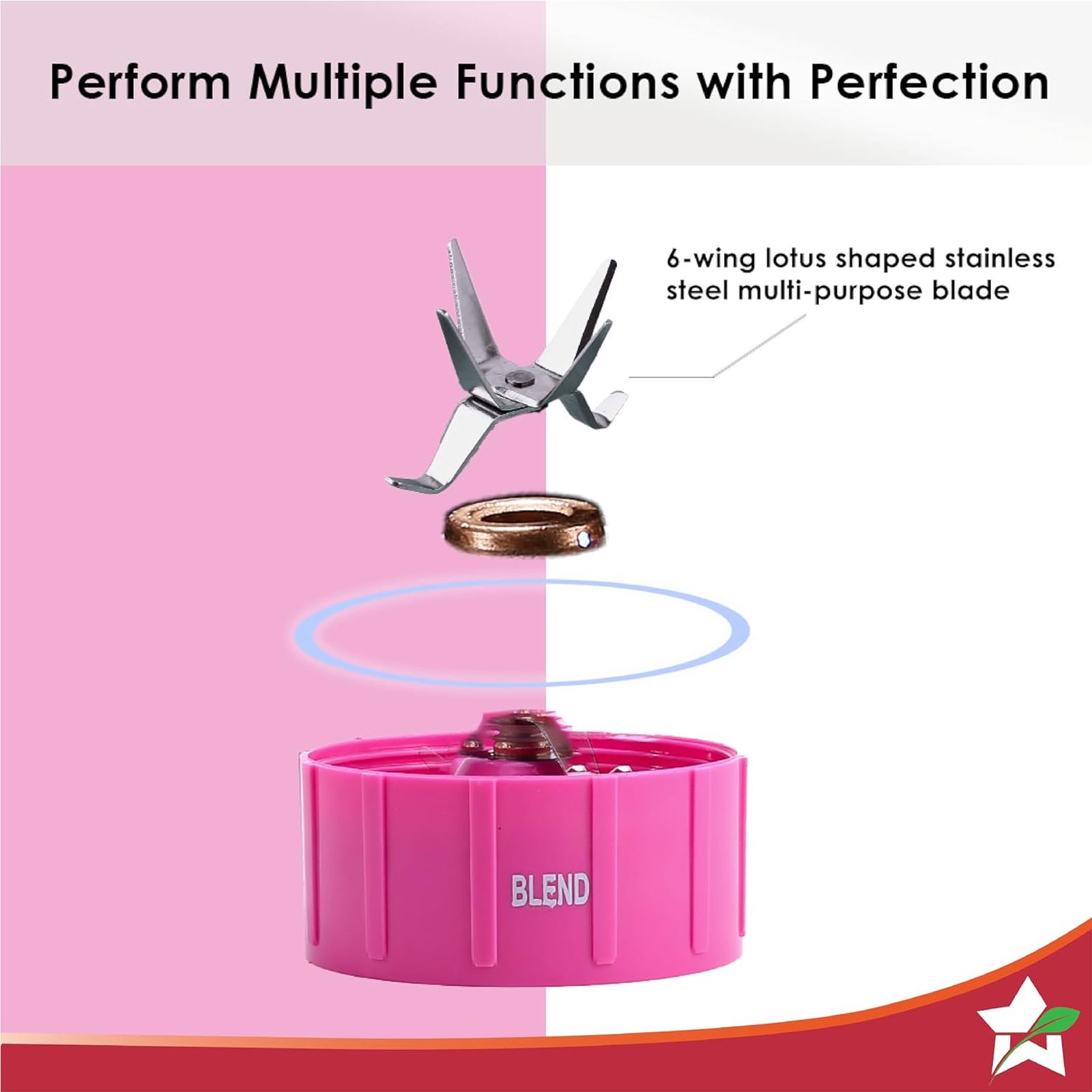 WONDERCHEF Nutri-Blend Go 400 Watt 1 Jar Mixer Grinder Blender (22000 RPM, Crafted for Fitness Enthusiasts, Pink) WONDERCHEF Nutri-Blend Go 400 Watt 1 Jar Mixer Grinder Blender (22000 RPM, Crafted for Fitness Enthusiasts, Pink)_5