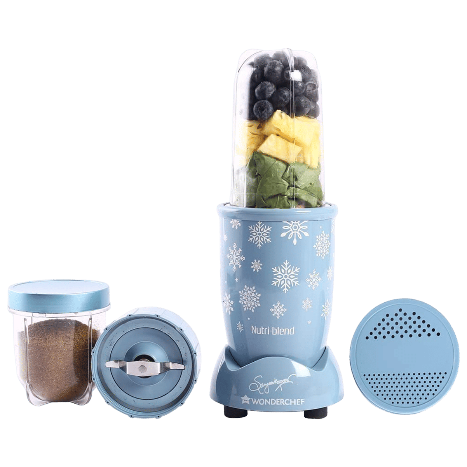 WONDERCHEF Nutri-blend Snowflakes 400 Watt 2 Jars Mixer Grinder Blender (22000 RPM, Full Copper Motor, Blue)_1