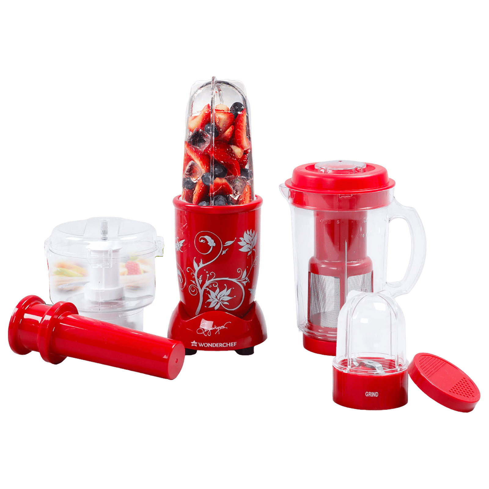WONDERCHEF Nutri-Blend 400 Watt 4 Jars Mixer Grinder (22000 RPM, Full Copper Motor, Red) WONDERCHEF Nutri-Blend 400 Watt 4 Jars Mixer Grinder (22000 RPM, Full Copper Motor, Red)_1