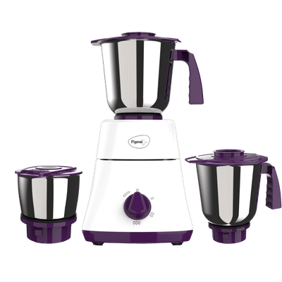 Pigeon Favourite 500 Watt 3 Jars Mixer Grinder (Robust Motor, White & Purple)