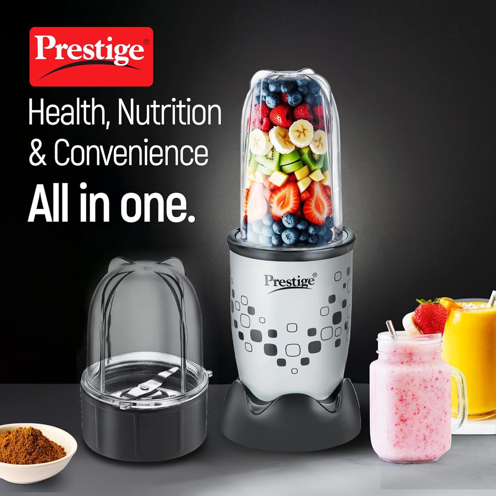Prestige Nutri-Mix 2.0 350 Watt 2 Jars Mixer Grinder (Dual Safety Inter-Lock System, Black & Grey) Prestige Nutri-Mix 2.0 350 Watt 2 Jars Mixer Grinder (Dual Safety Inter-Lock System, Black & Grey)_5