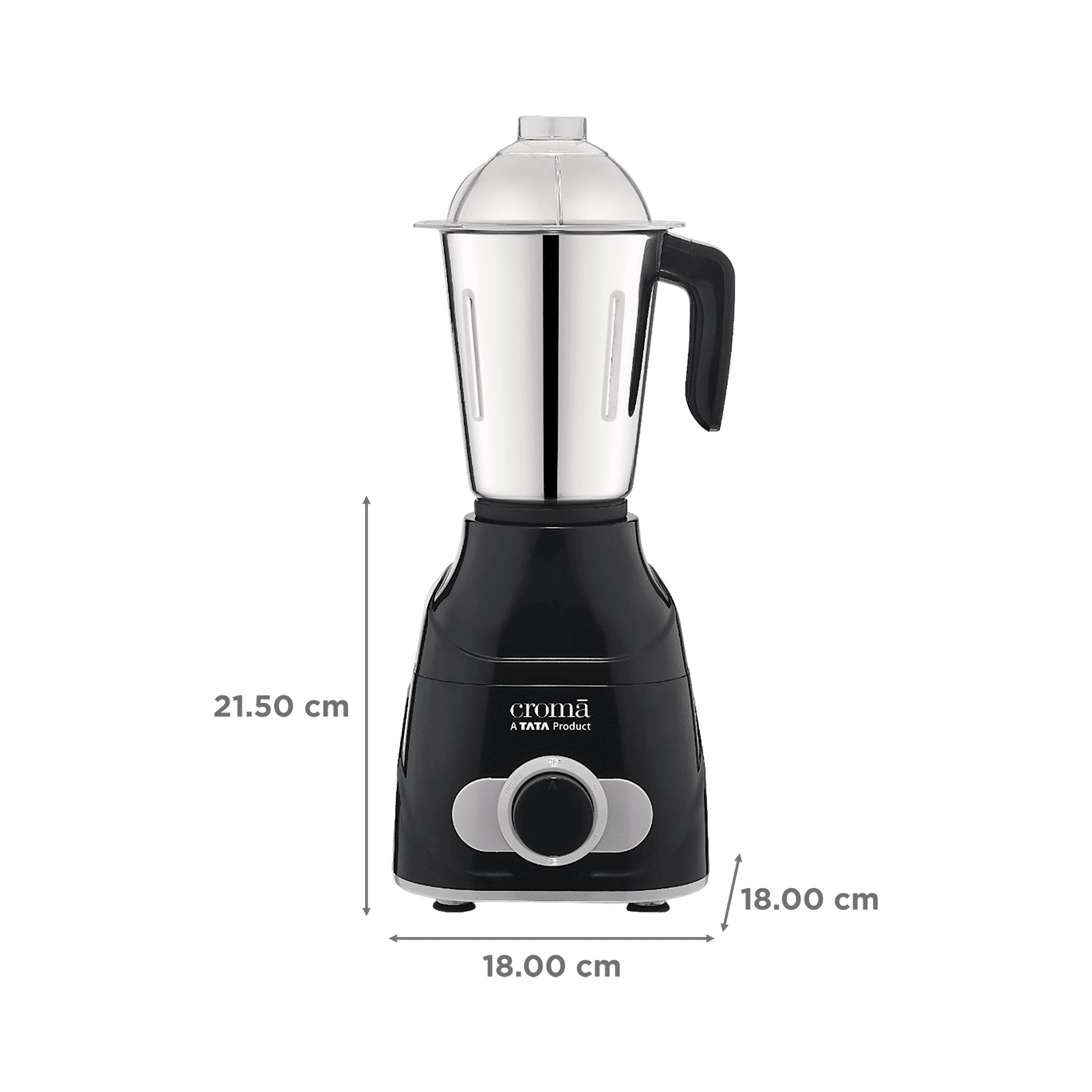 Croma 750 Watt 3 Jars Mixer Grinder (Easy Cleaning, Black)_3