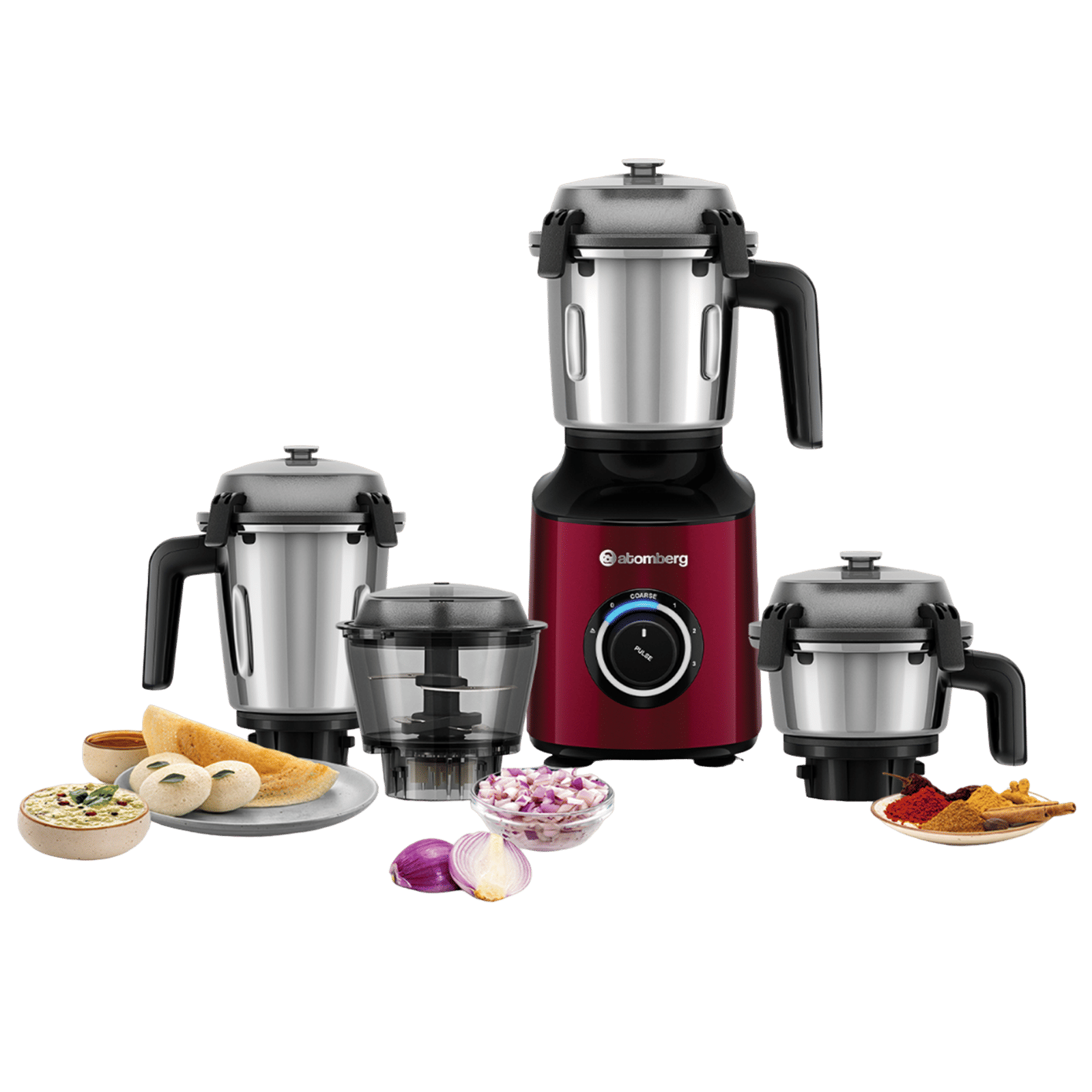 Atomberg Zenova 550 Watt 4 Jars Mixer Grinder (18000 RPM, Hands Free Operation, Red Wine) Atomberg Zenova 550 Watt 4 Jars Mixer Grinder (18000 RPM, Hands Free Operation, Red Wine)_1