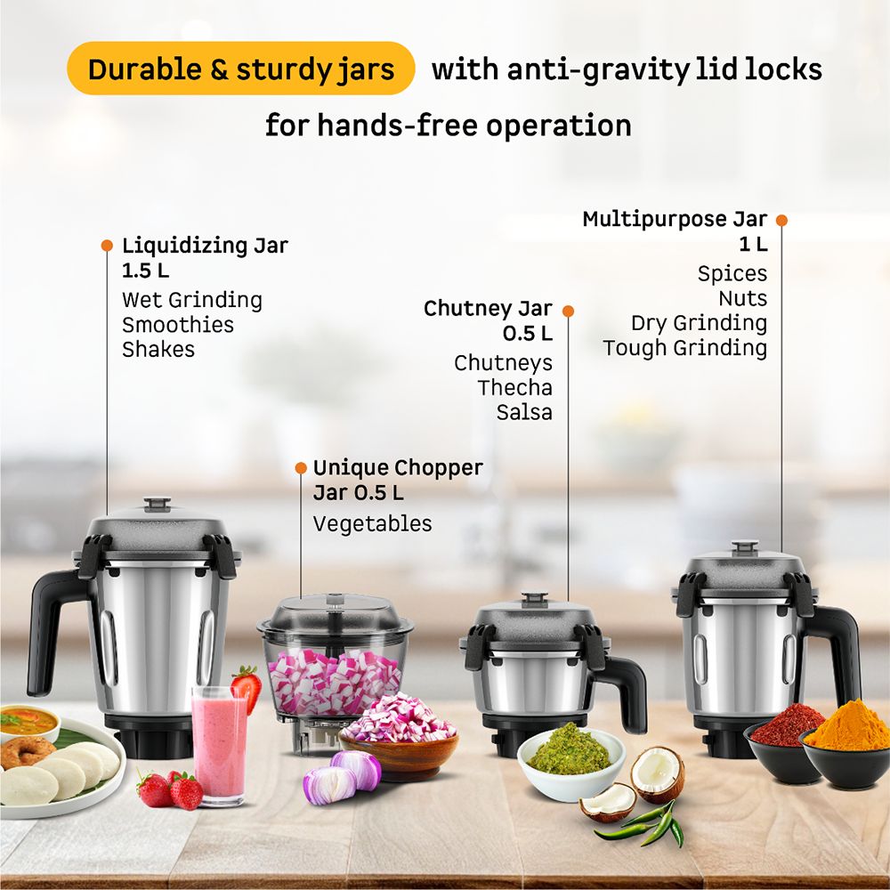 Atomberg Zenova 550 Watt 4 Jars Mixer Grinder (18000 RPM, Hands Free Operation, Black)_14