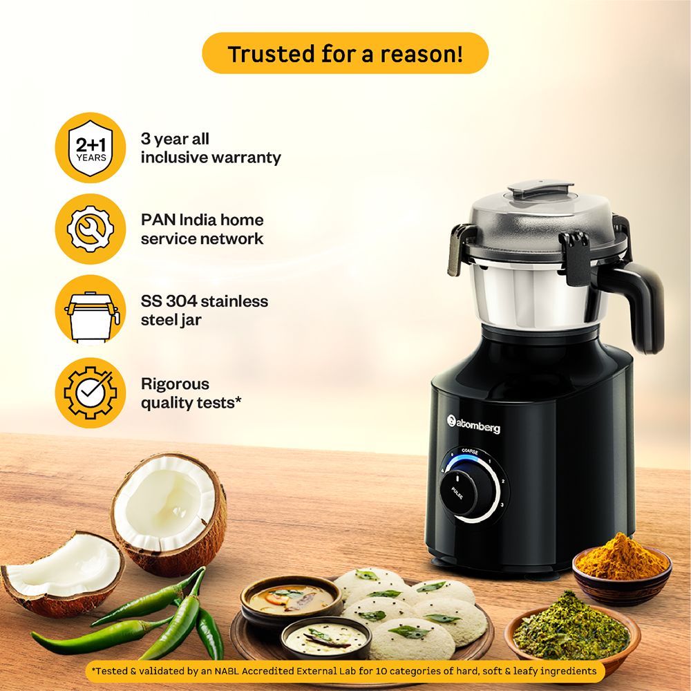 Atomberg Zenova 550 Watt 4 Jars Mixer Grinder (18000 RPM, Hands Free Operation, Black)_16