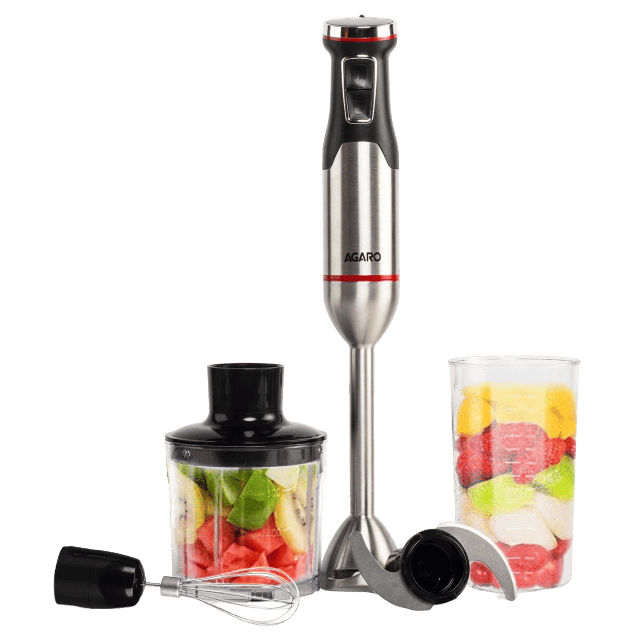 AGARO Royal 1500 Watt 2 Speed Hand Blender with 3 Attachments (Speed Regulator Dial, Silver) AGARO Royal 1500 Watt 2 Speed Hand Blender with 3 Attachments (Speed Regulator Dial, Silver)_1