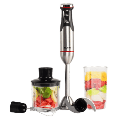 AGARO Royal 1500 Watt 2 Speed Hand Blender with 3 Attachments (Speed Regulator Dial, Silver)