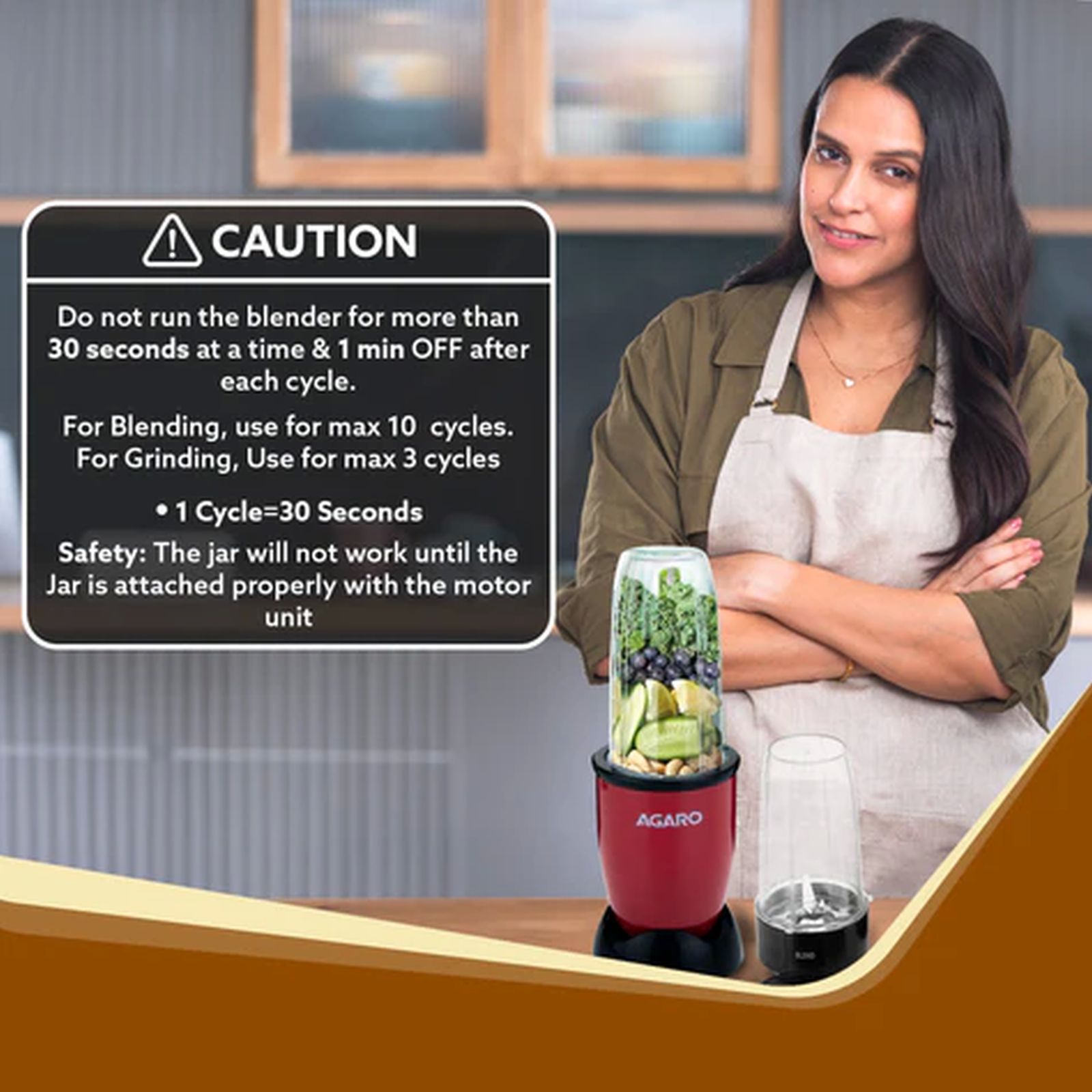 AGARO Regal 400 Watt 3 Jars Mixer Grinder, Juicer Blender (Safety Interlock Mechanism, Red) AGARO Regal 400 Watt 3 Jars Mixer Grinder, Juicer Blender (Safety Interlock Mechanism, Red)_10