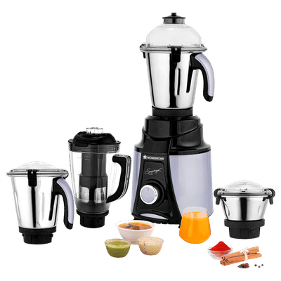 WONDERCHEF Galaxy 1000 Watt 4 Jars Mixer Grinder (18000 RPM, Double Ball Bearing Technology, Grey)