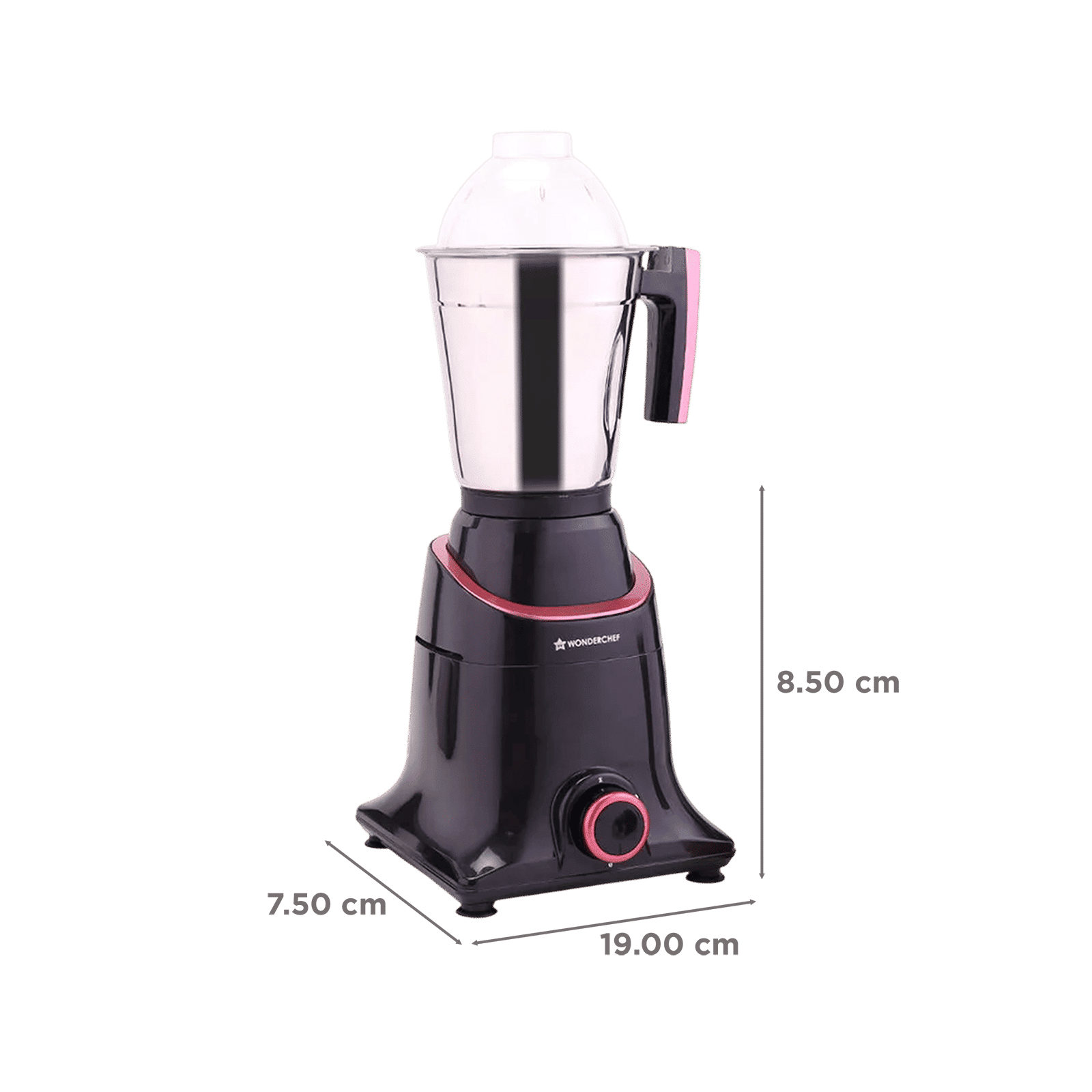 WONDERCHEF Select 750 Watt 4 Jars Mixer Grinder (18000 RPM, Overload Protection, Black Maroon)_2