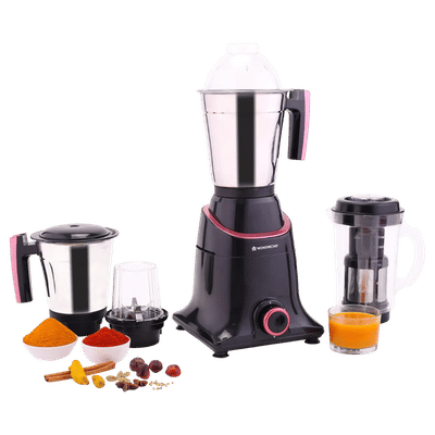 WONDERCHEF Select 750 Watt 4 Jars Mixer Grinder (18000 RPM, Overload Protection, Black Maroon)
