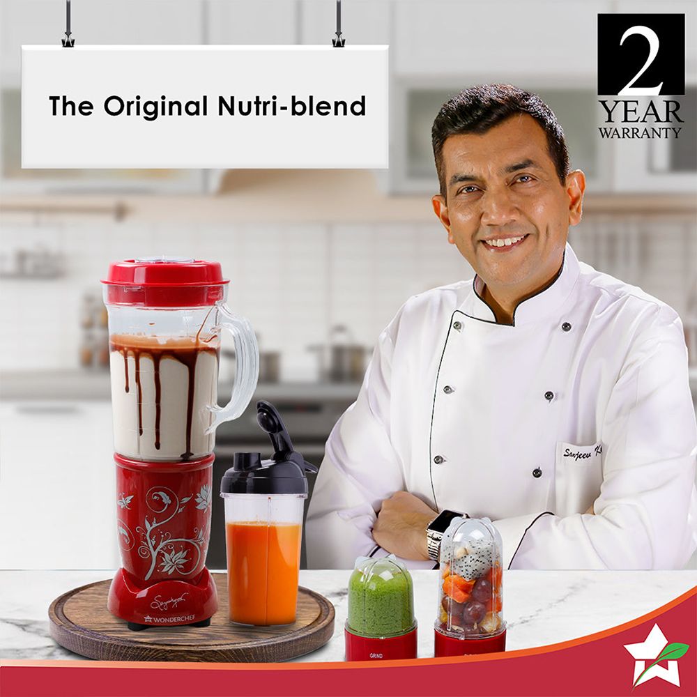 WONDERCHEF Nutri-blend 500 Watt 3 Jars Mixer Grinder Blender (22000 RPM, Powerful Motor, Red)_10