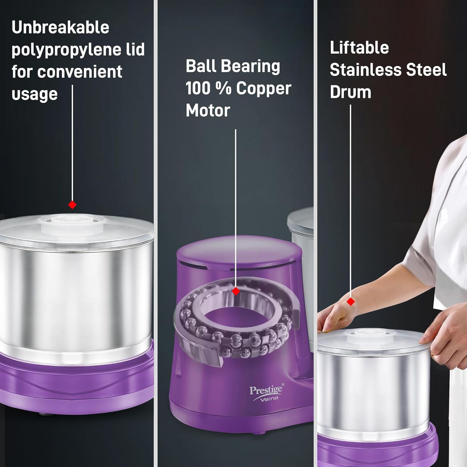 Prestige Verna 2 Litres 2 Stones Wet Grinder (Heavy Duty Motor, Purple)_6