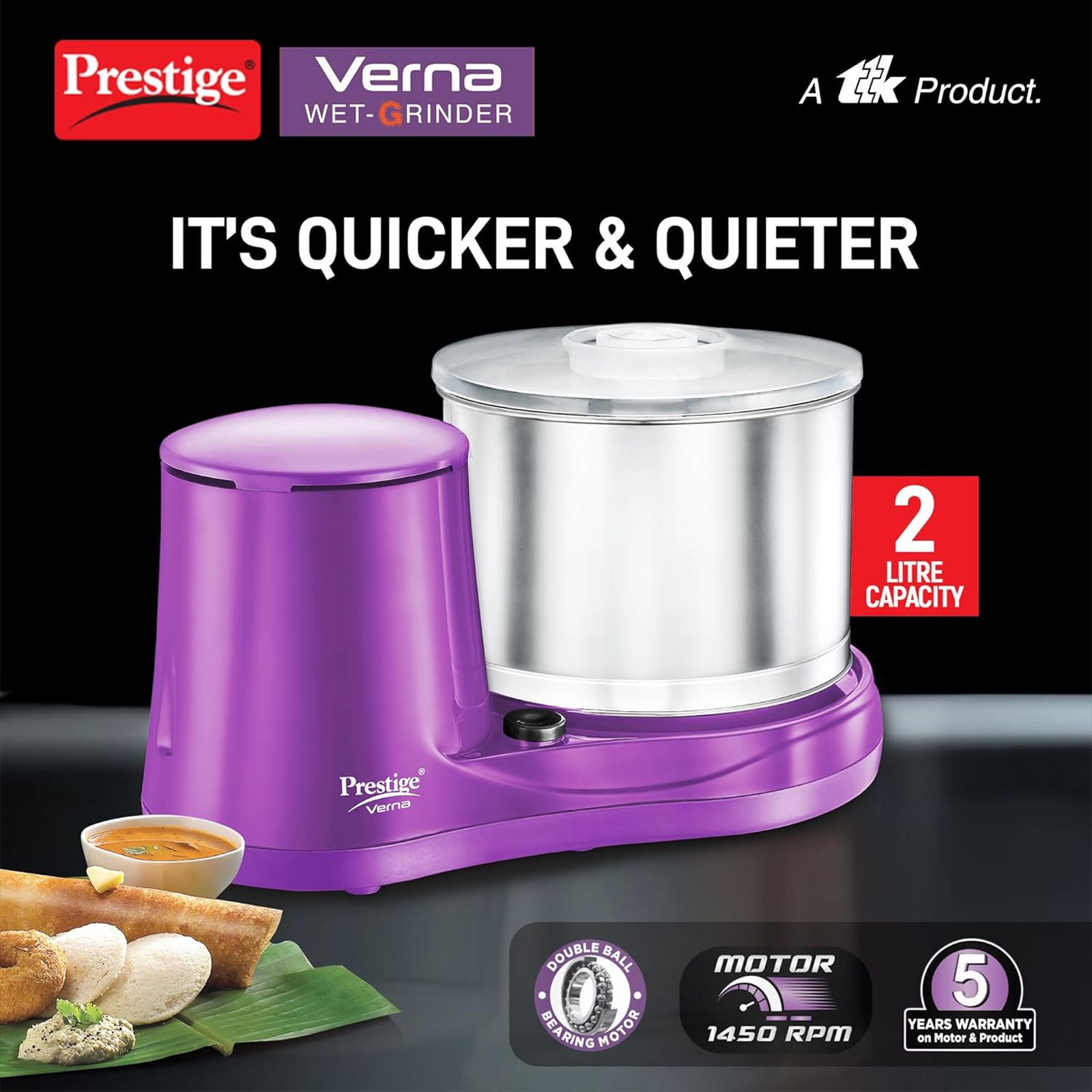 Prestige Verna 2 Litres 2 Stones Wet Grinder (Heavy Duty Motor, Purple)_4