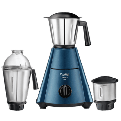 Prestige Grace 750 Watt 3 Jars Mixer Grinder (Dome Shaped LID, Blue & Black)