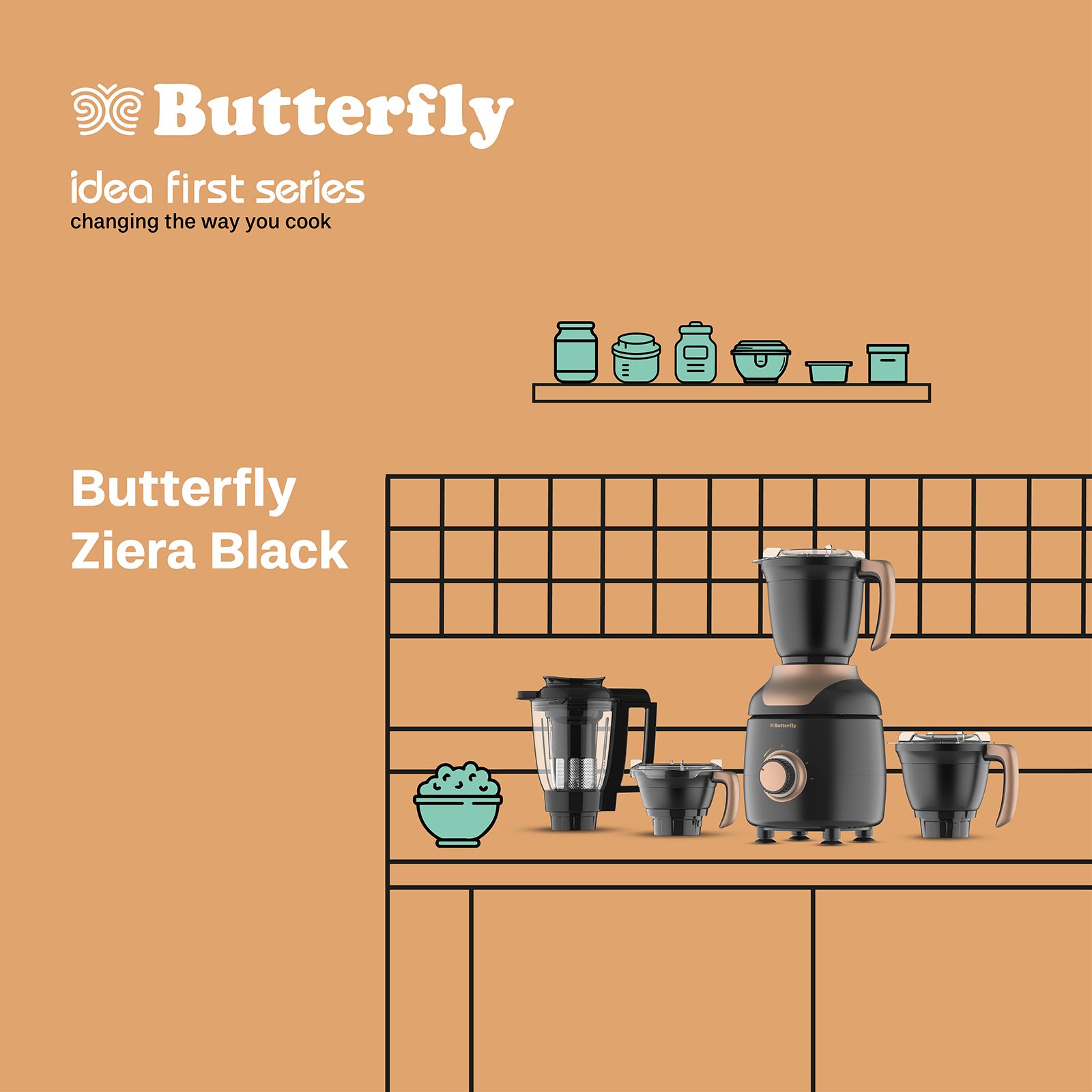 Butterfly ZieraBlack 1000 Watt 4 Jars Mixer Grinder (23000 RPM, Black) Butterfly ZieraBlack 1000 Watt 4 Jars Mixer Grinder (23000 RPM, Black)_4