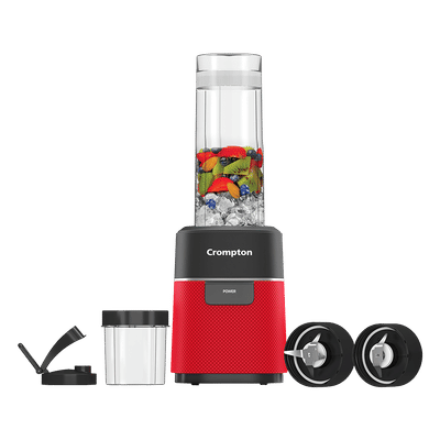 Crompton Ameo Fresh 400 Watt 2 Jars Nutri Blender (Maxi Blend Technology, Black & Red)