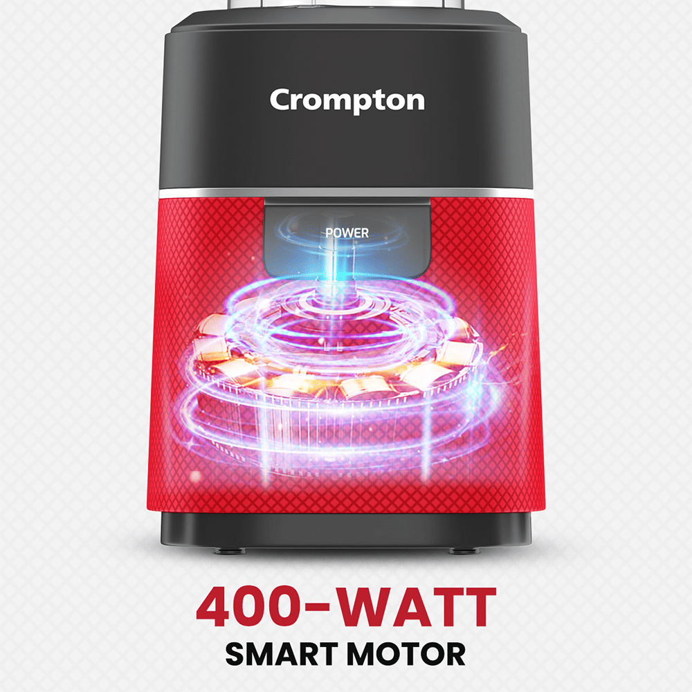 Crompton Ameo Fresh 400 Watt 2 Jars Nutri Blender (Maxi Blend Technology, Black & Red) Crompton Ameo Fresh 400 Watt 2 Jars Nutri Blender (Maxi Blend Technology, Black & Red)_5