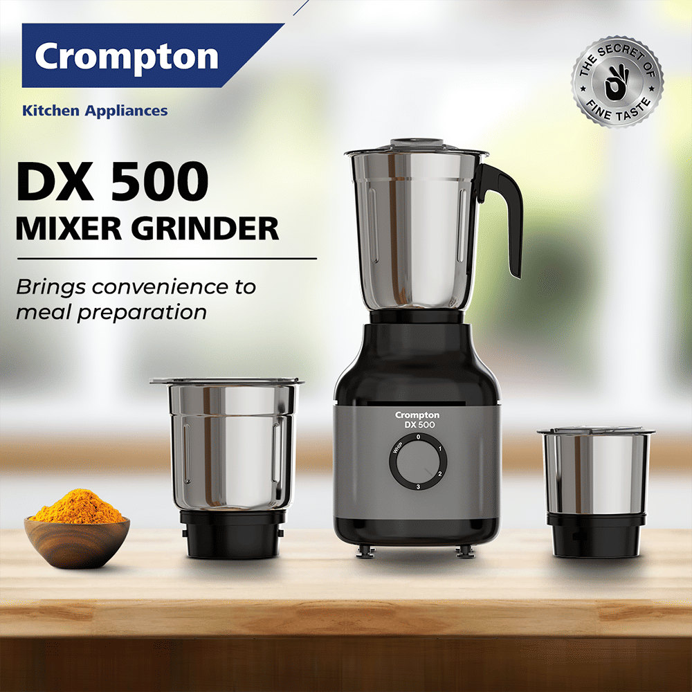 Crompton DX500 500 Watt 3 Jars Mixer Grinder (Motor Vent-X Technology, Black & Grey) Crompton DX500 500 Watt 3 Jars Mixer Grinder (Motor Vent-X Technology, Black & Grey)_4