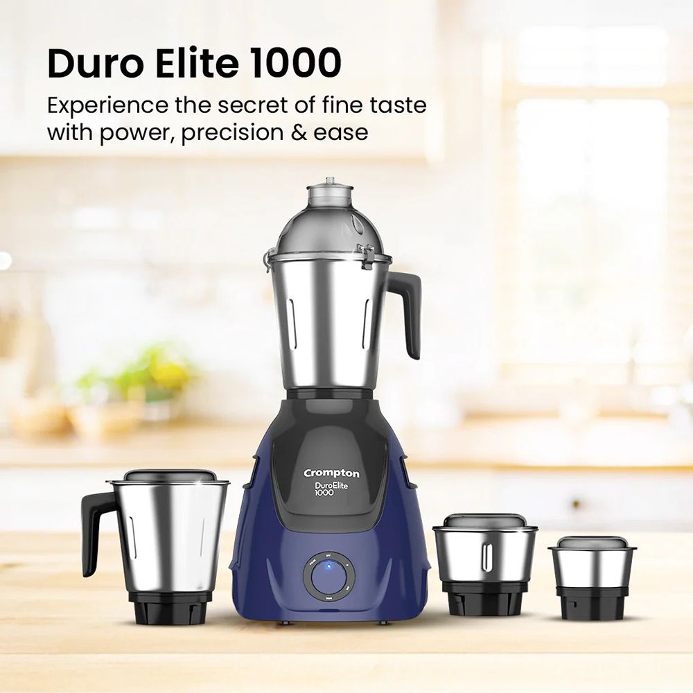 Crompton Duro Elite 1000 Watt 4 Jars Mixer Grinder (Motor Vent X Technology, Black & Blue)_8
