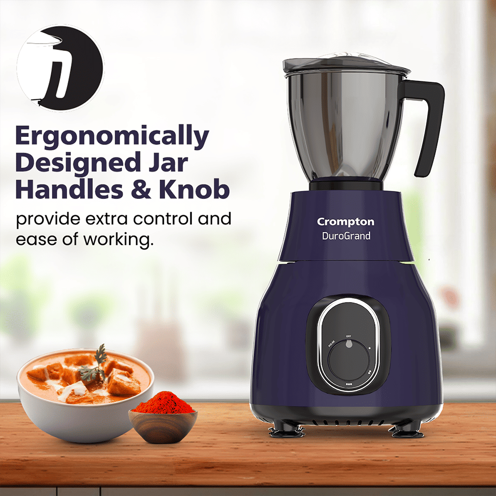 Crompton DuroGrand 750 Watt 5 Jars Mixer Grinder (Motor Vent X Technology, Black & Purple)_6