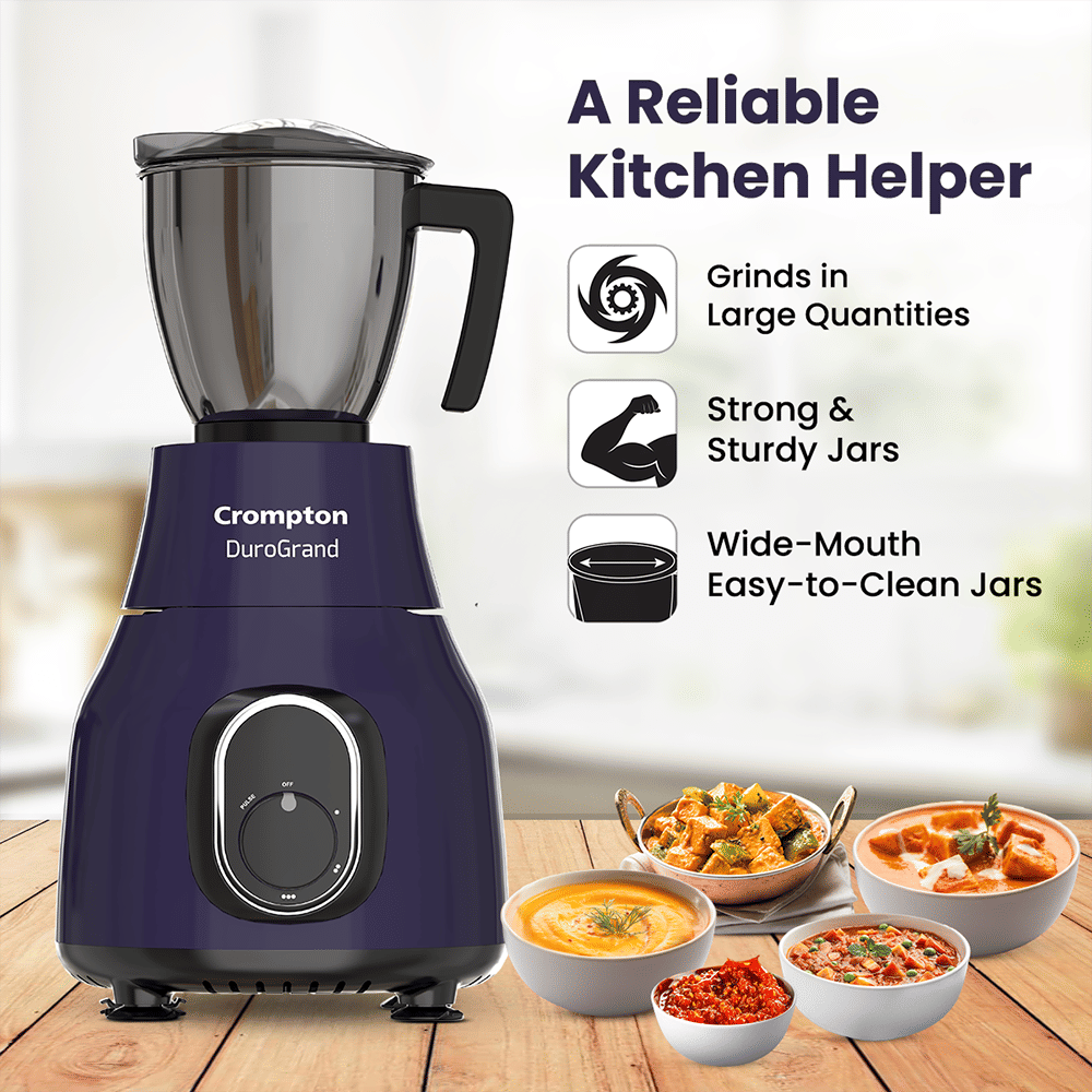 Crompton DuroGrand 750 Watt 5 Jars Mixer Grinder (Motor Vent X Technology, Black & Purple)_8