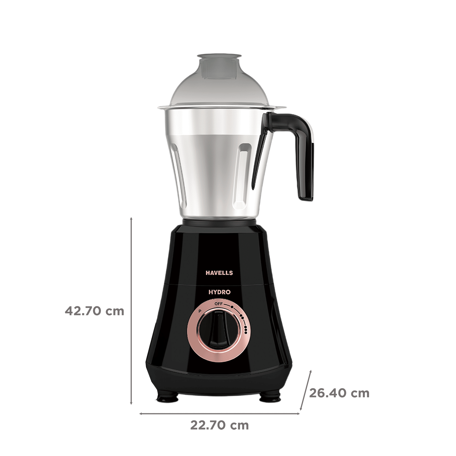 HAVELLS Hydro Plus 1000 Watt 3 Jars Mixer Grinder (22000 RPM, Patented Motor Cooling Technology, Black) HAVELLS Hydro Plus 1000 Watt 3 Jars Mixer Grinder (22000 RPM, Patented Motor Cooling Technology, Black)_3