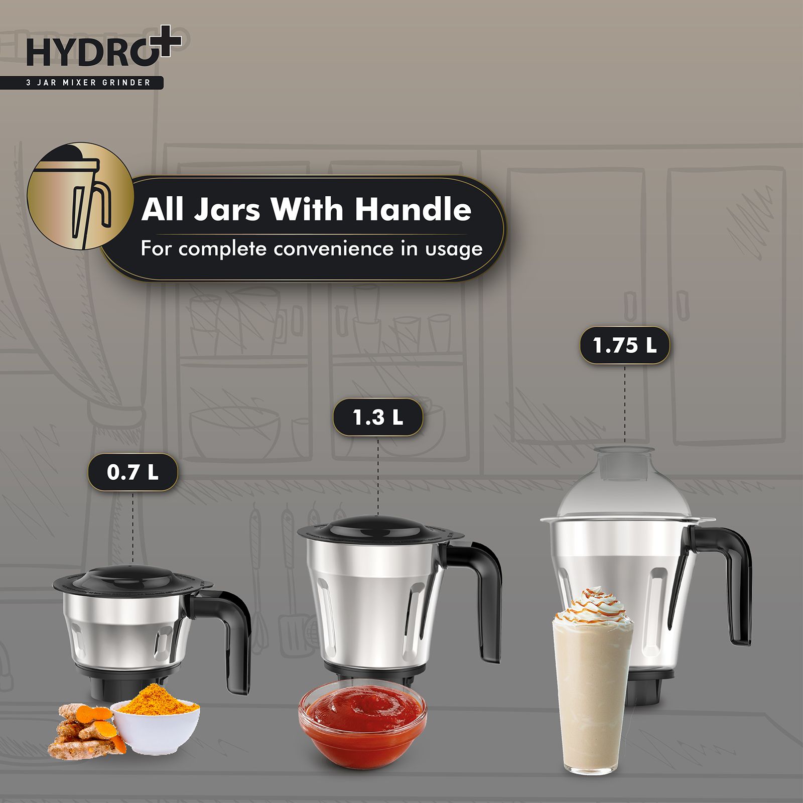 HAVELLS Hydro Plus 1000 Watt 3 Jars Mixer Grinder (22000 RPM, Patented Motor Cooling Technology, Black) HAVELLS Hydro Plus 1000 Watt 3 Jars Mixer Grinder (22000 RPM, Patented Motor Cooling Technology, Black)_6