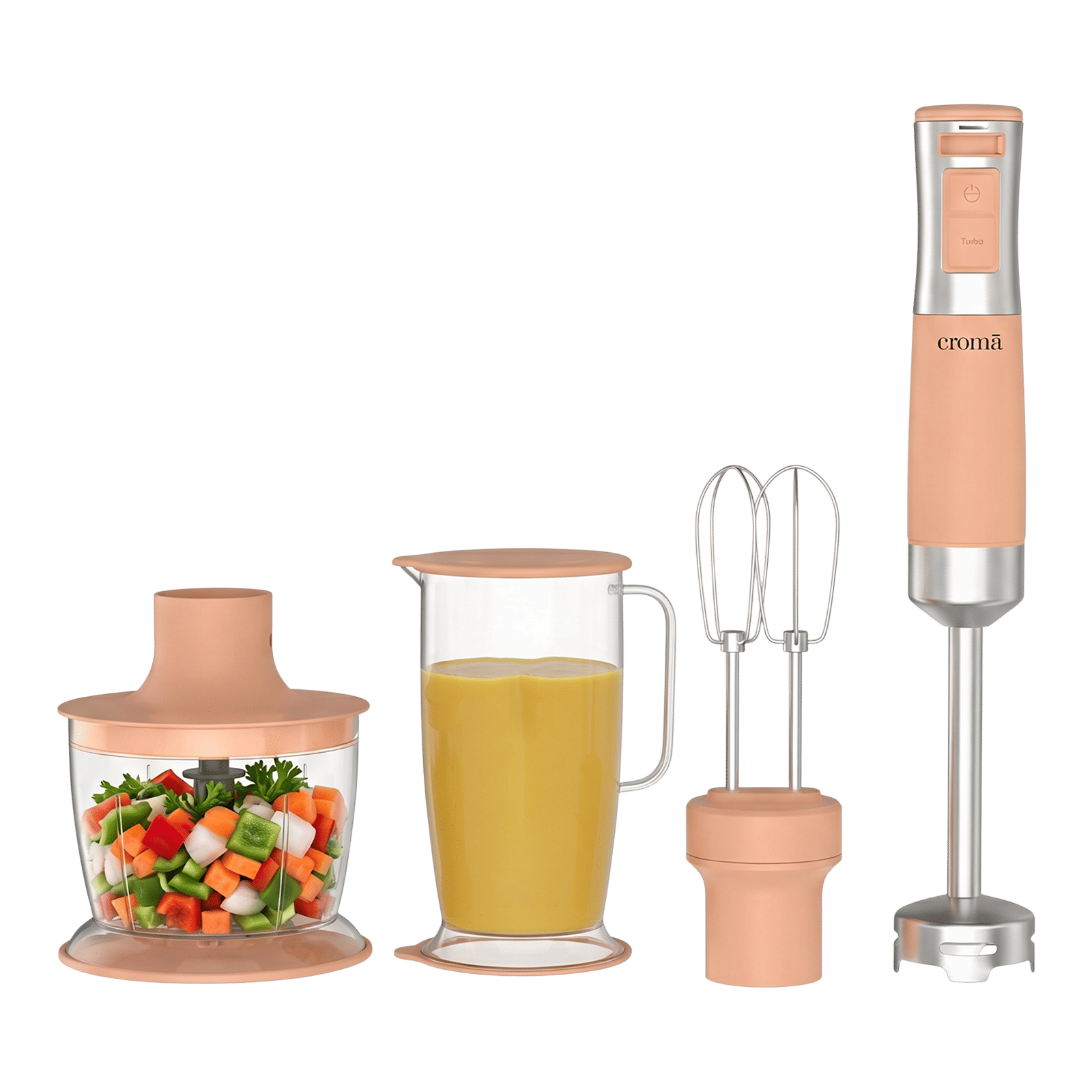Croma AK5705 600 Watt Hand Blender with 3 Attachments (Speed Selector, Peach) Croma AK5705 600 Watt Hand Blender with 3 Attachments (Speed Selector, Peach)_1