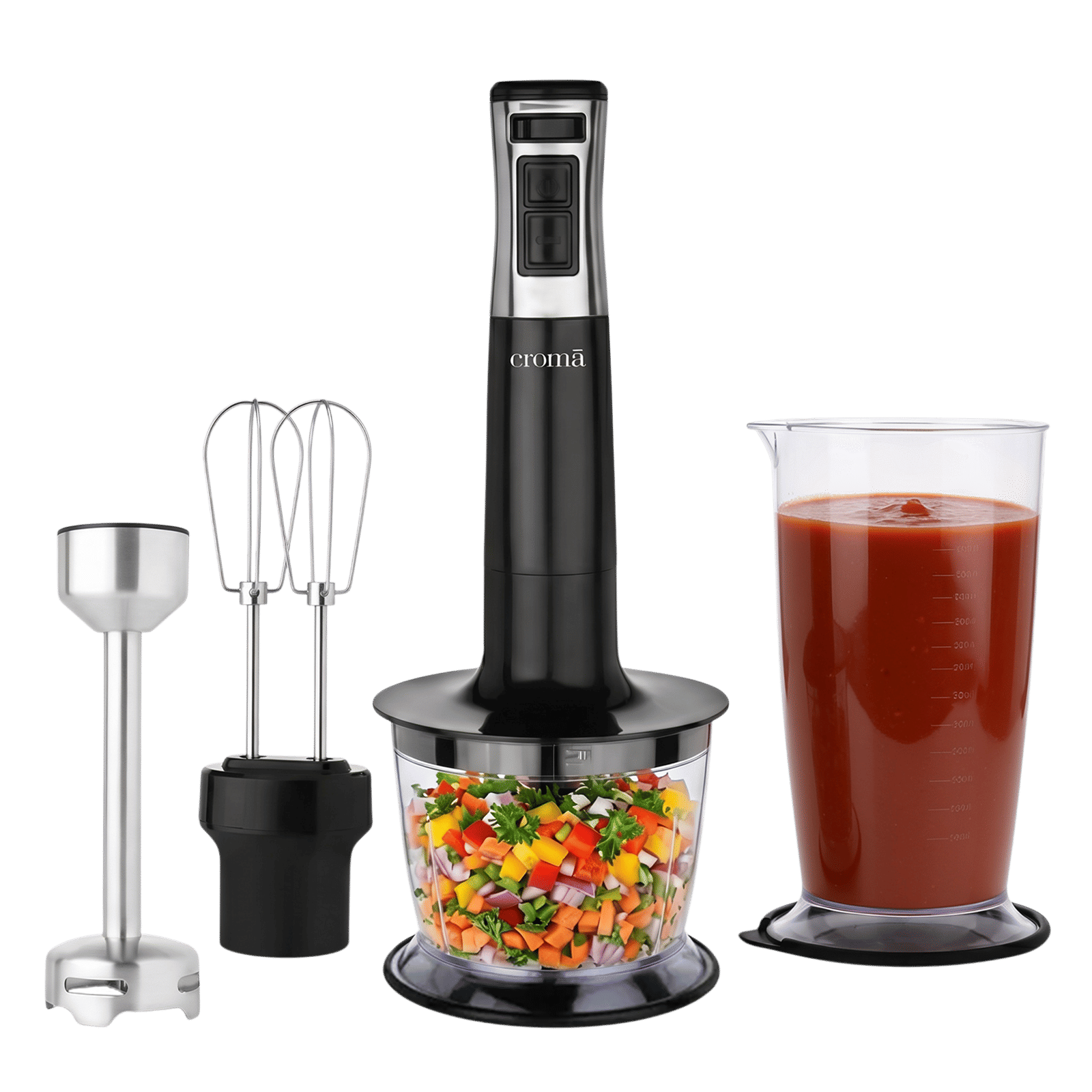 Croma AK5701 600 Watt Hand Blender with 4 Attachments (Speed Selector, Black) Croma AK5701 600 Watt Hand Blender with 4 Attachments (Speed Selector, Black)_1