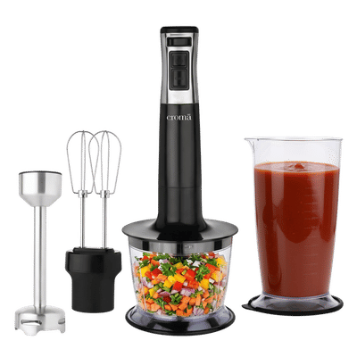 Croma AK5701 600 Watt Hand Blender with 4 Attachments (Speed Selector, Black)