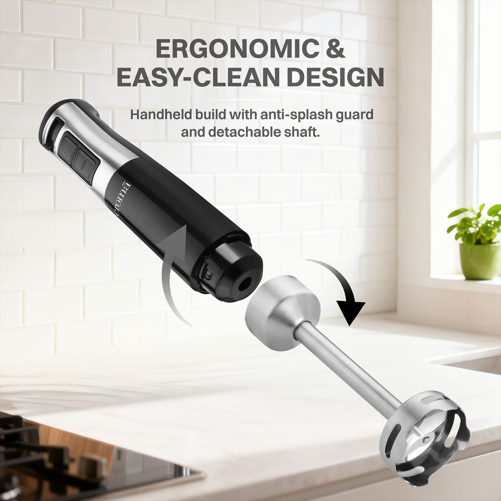 Croma AK5701 600 Watt Hand Blender with 4 Attachments (Speed Selector, Black)_4